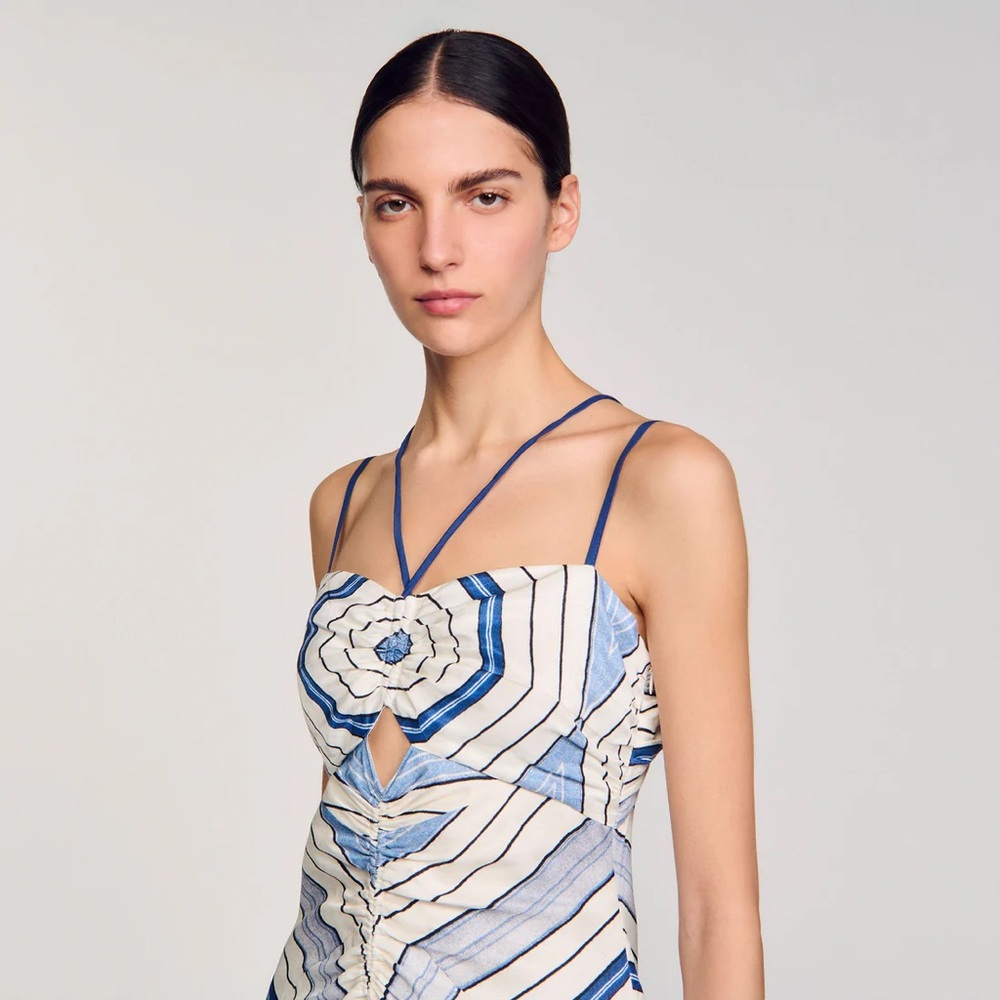 Sandro x Louise spider blue Motif Maxi Dress - Picture 3 of 6